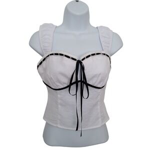 Y2K Sienna Sky White Babydoll Corset Top Women Medium Milkmaid Coquette Feminine